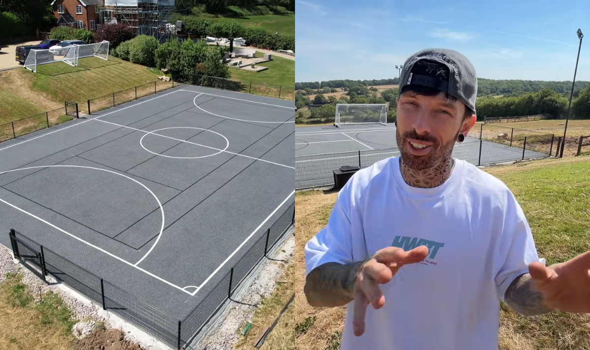 Mat Armstrong unveils INCREDIBLE mansion makeover in home update Mat Armstrong unveiled his new tennis court. (Picture: YouTube/Mat Armstrong)