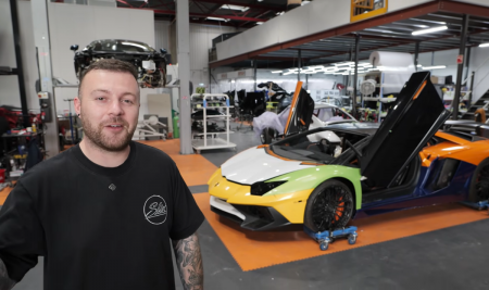 Chris Slix revealed his rebuilt Lamborghini Aventador SV. (Picture: YouTube/Chris Slix)